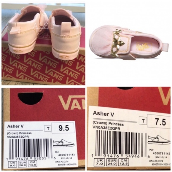 NWT Vans Asher V Crown Princess Girl’s AUTHENT - Picture 8 of 8